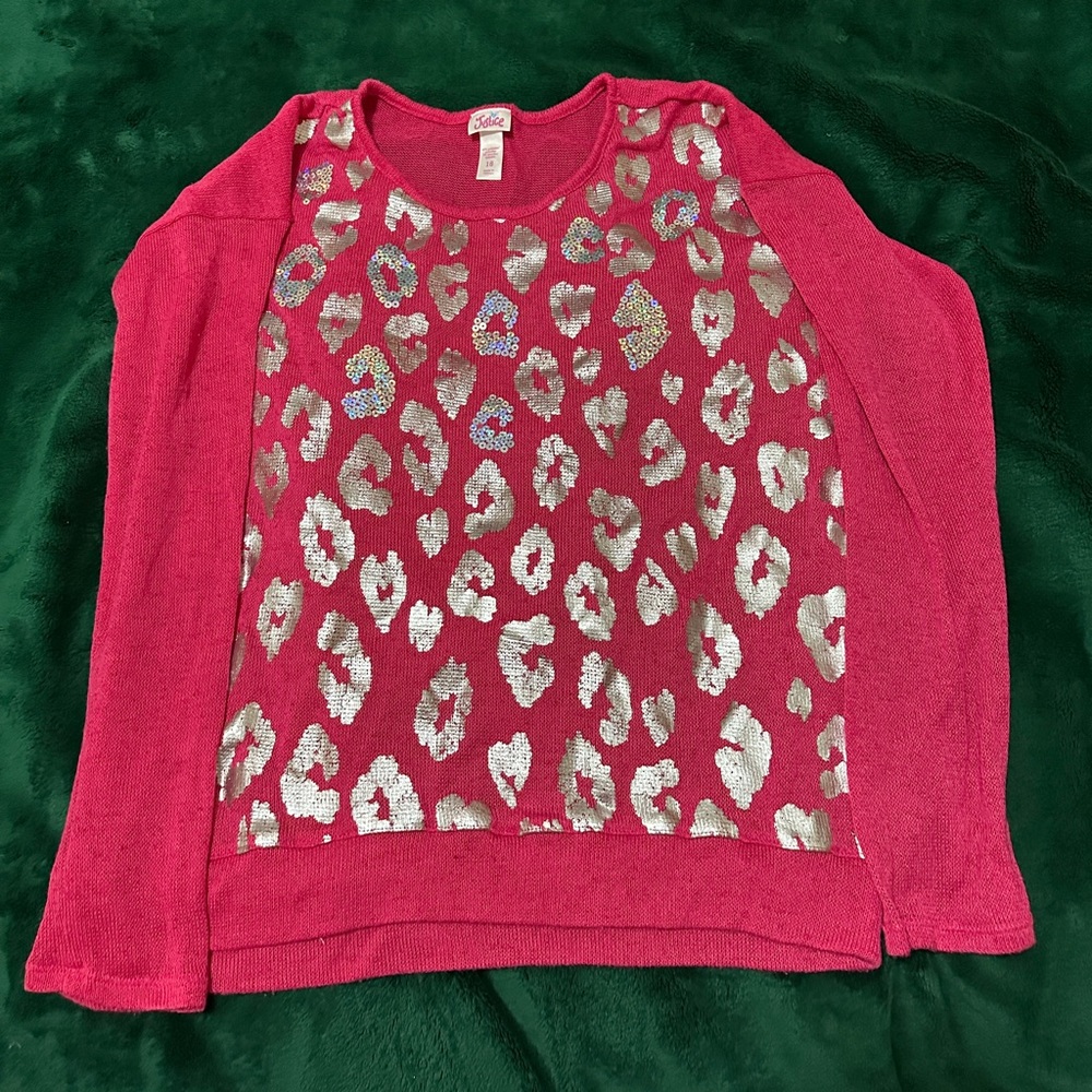 Justice girl’s long sleeve shirt, color pink, size 18